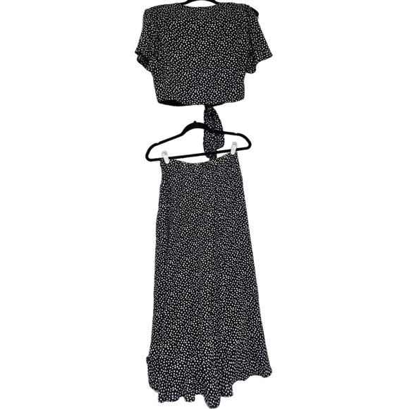 Lulu's Black & White Polka Dot Two-Piece Dress Set Women’s Size Medium - Picture 7 of 10
